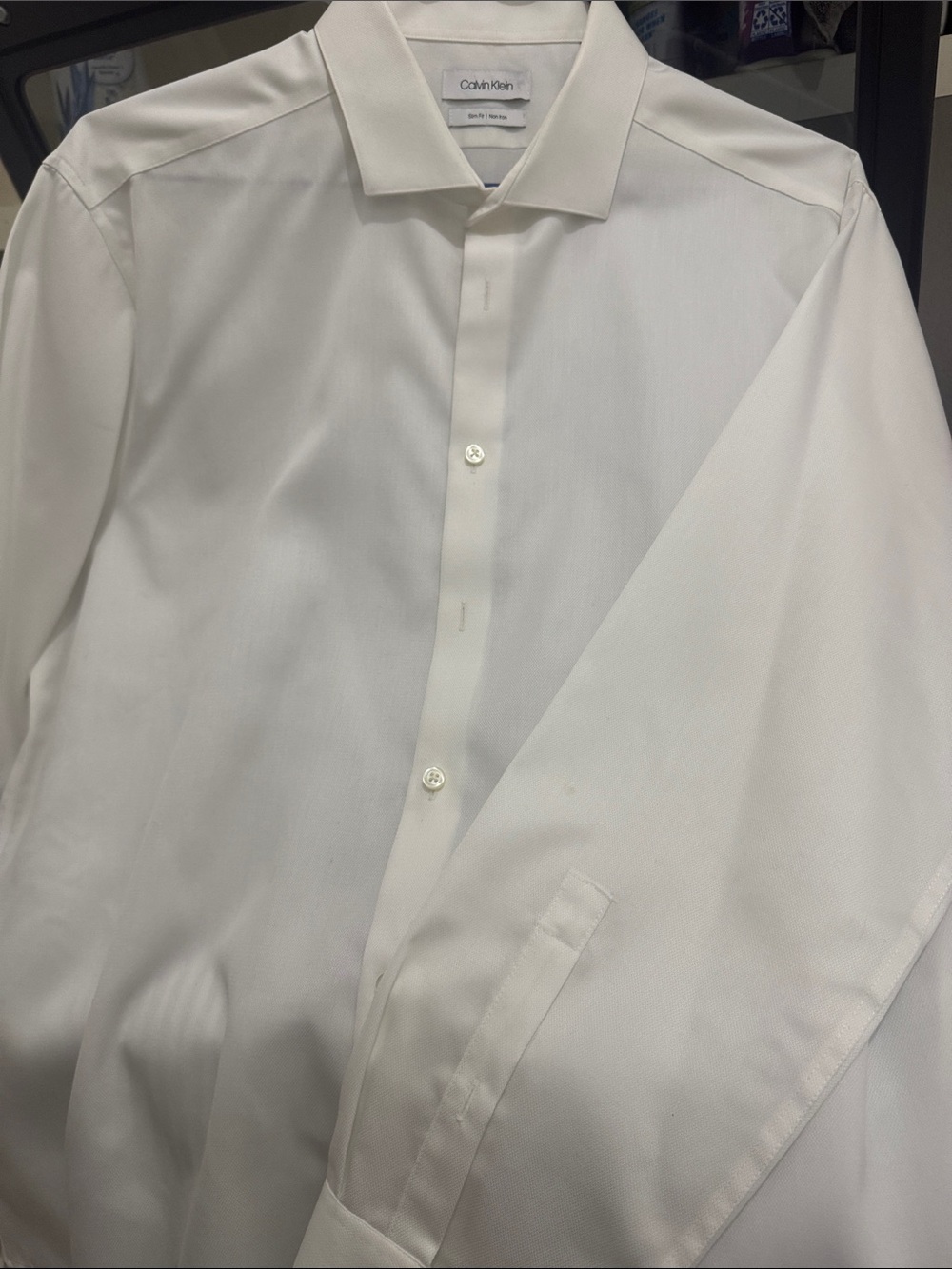 Calvin Klein White Men's Dress Shirt - Tailored Spread Collar